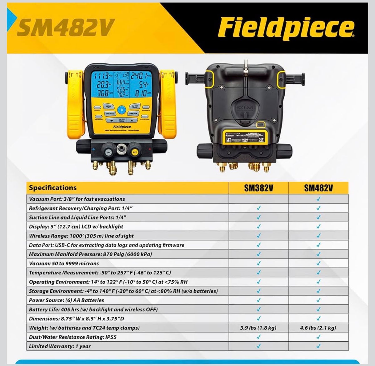 Fieldpiece SM482V SMAN Wireless 4-Port Digital Manifold