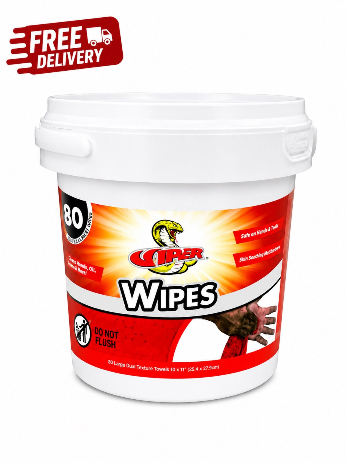 Viper RT600D Waterless Hand Wipes – 80 Pack