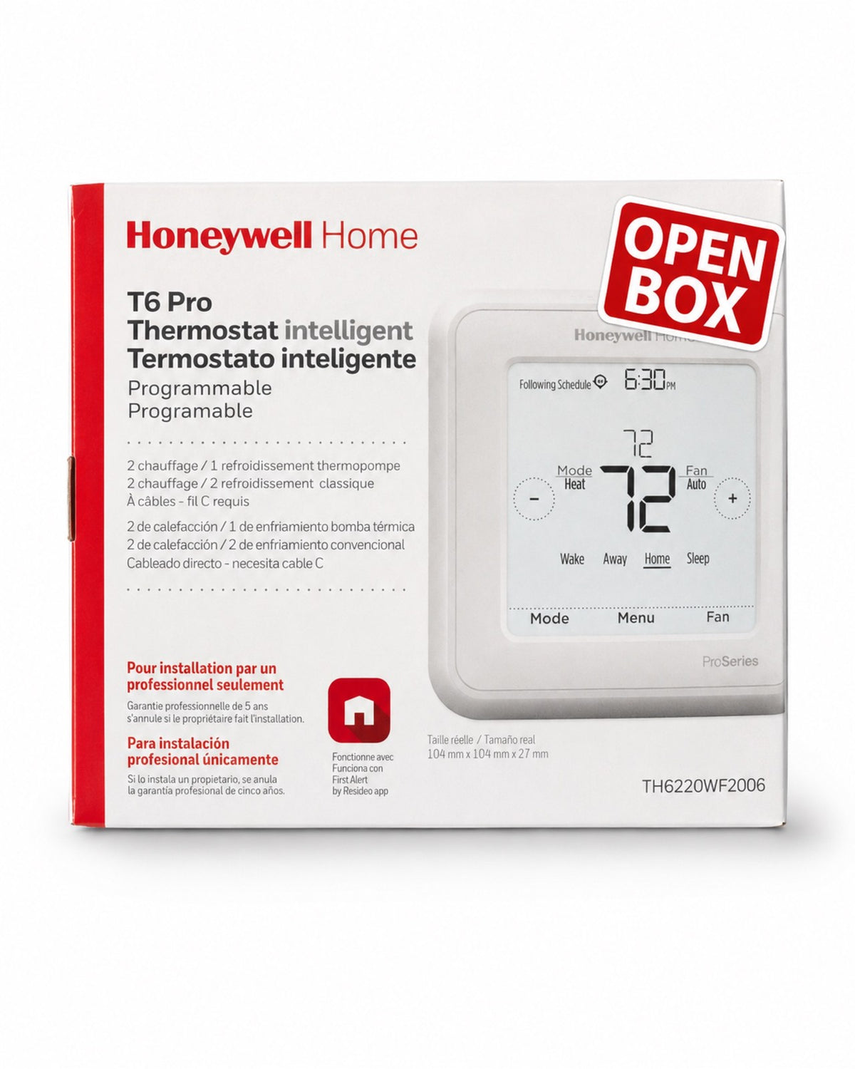 Honeywell Lyric T6 Pro Wi-Fi Thermostat – TH6320WF2003