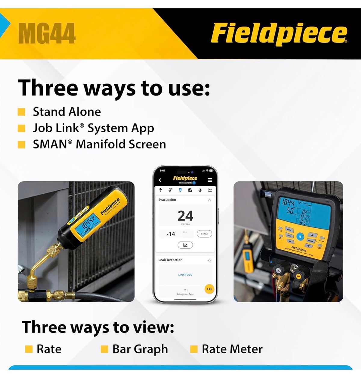 Fieldpiece MG44 Job Link and SMAN compatibility