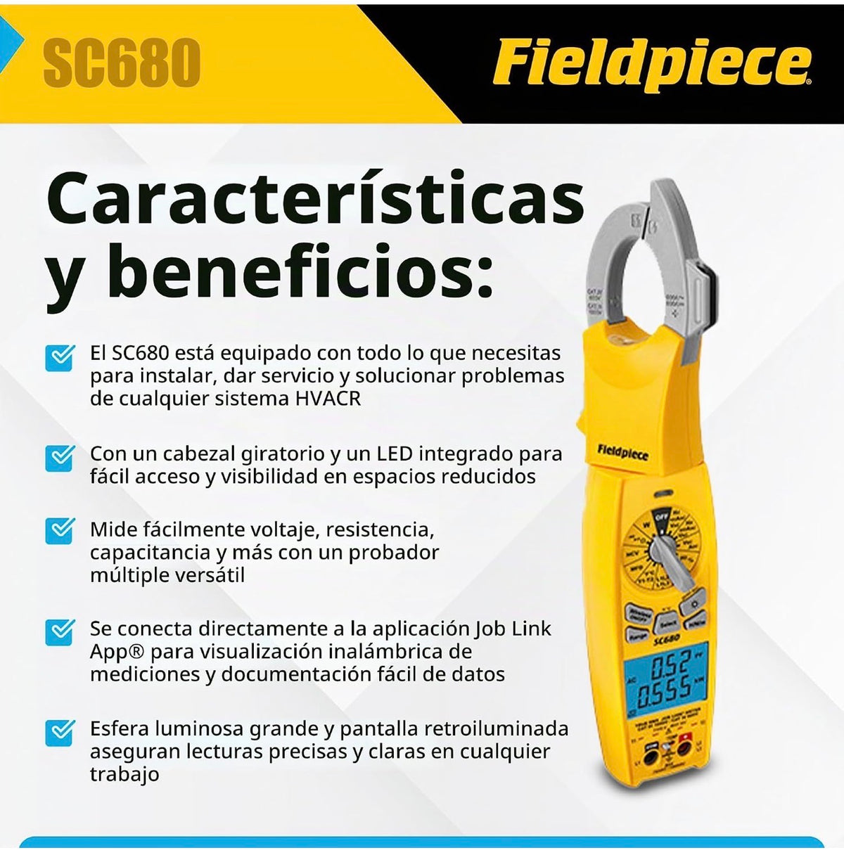 Características y beneficios del Fieldpiece SC680