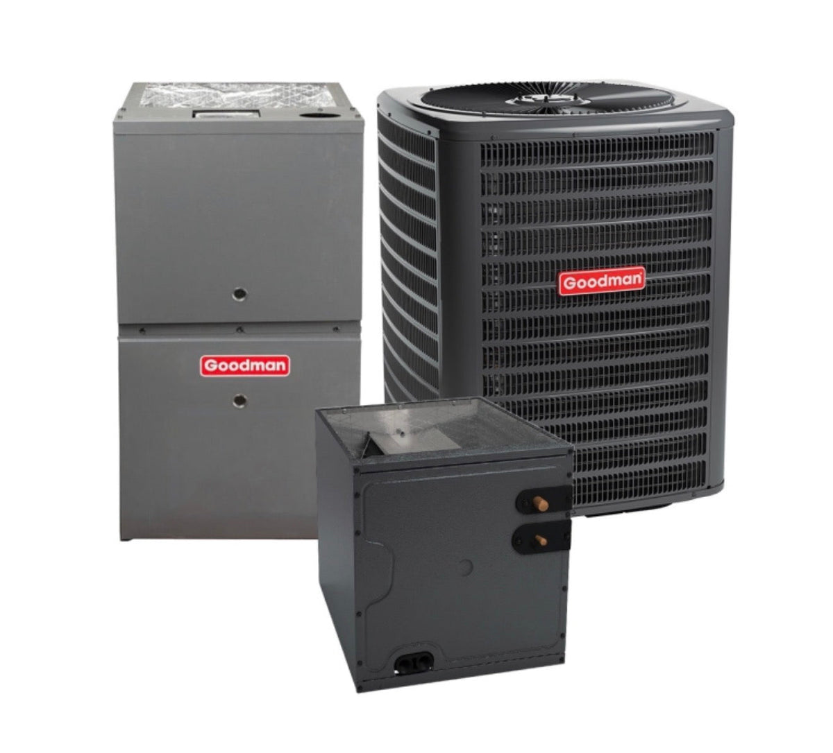 Goodman condenser, evaporator coil, and gas furnace for Gas system variants