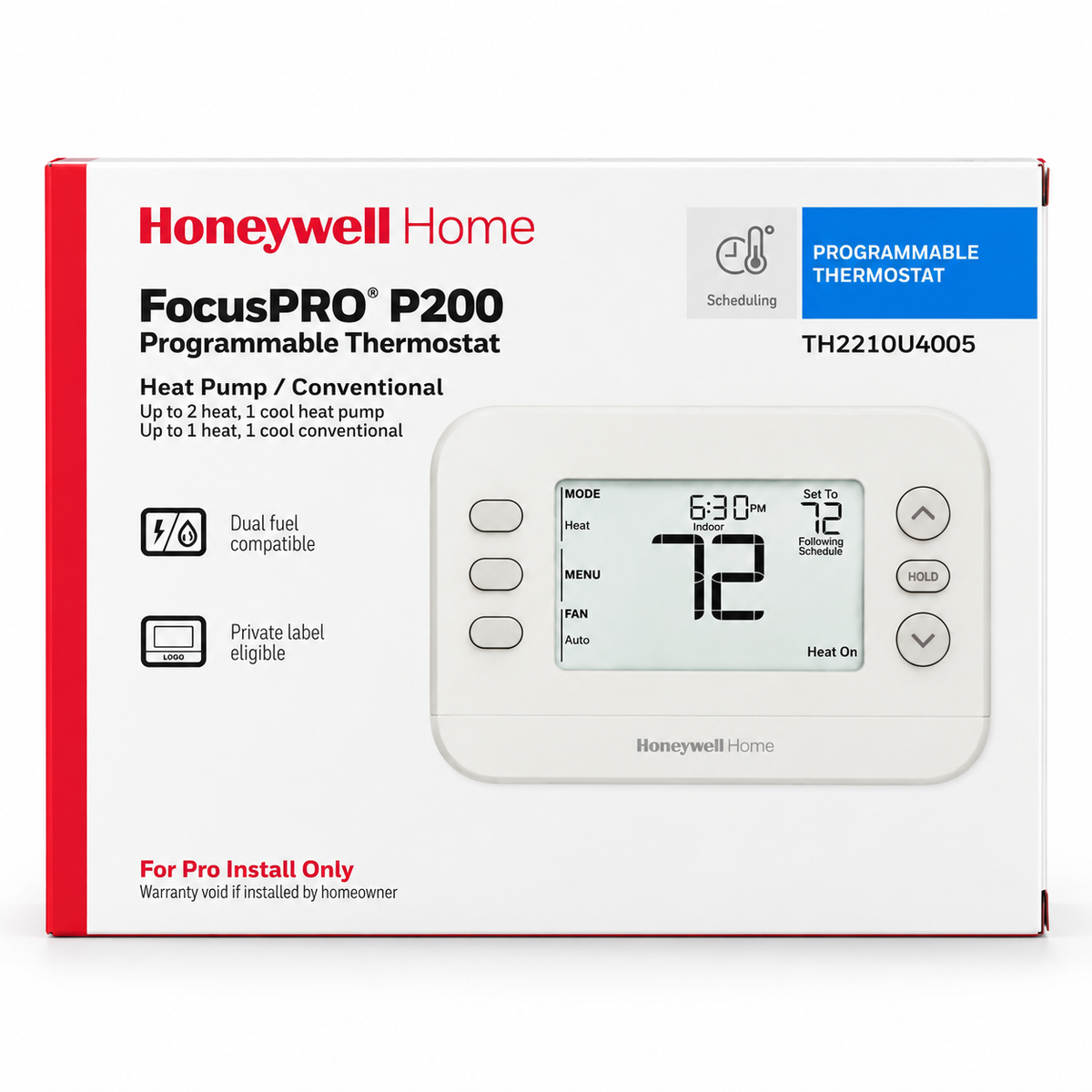 Honeywell Home FocusPRO P200 programmable thermostat TH2210U4005 product box