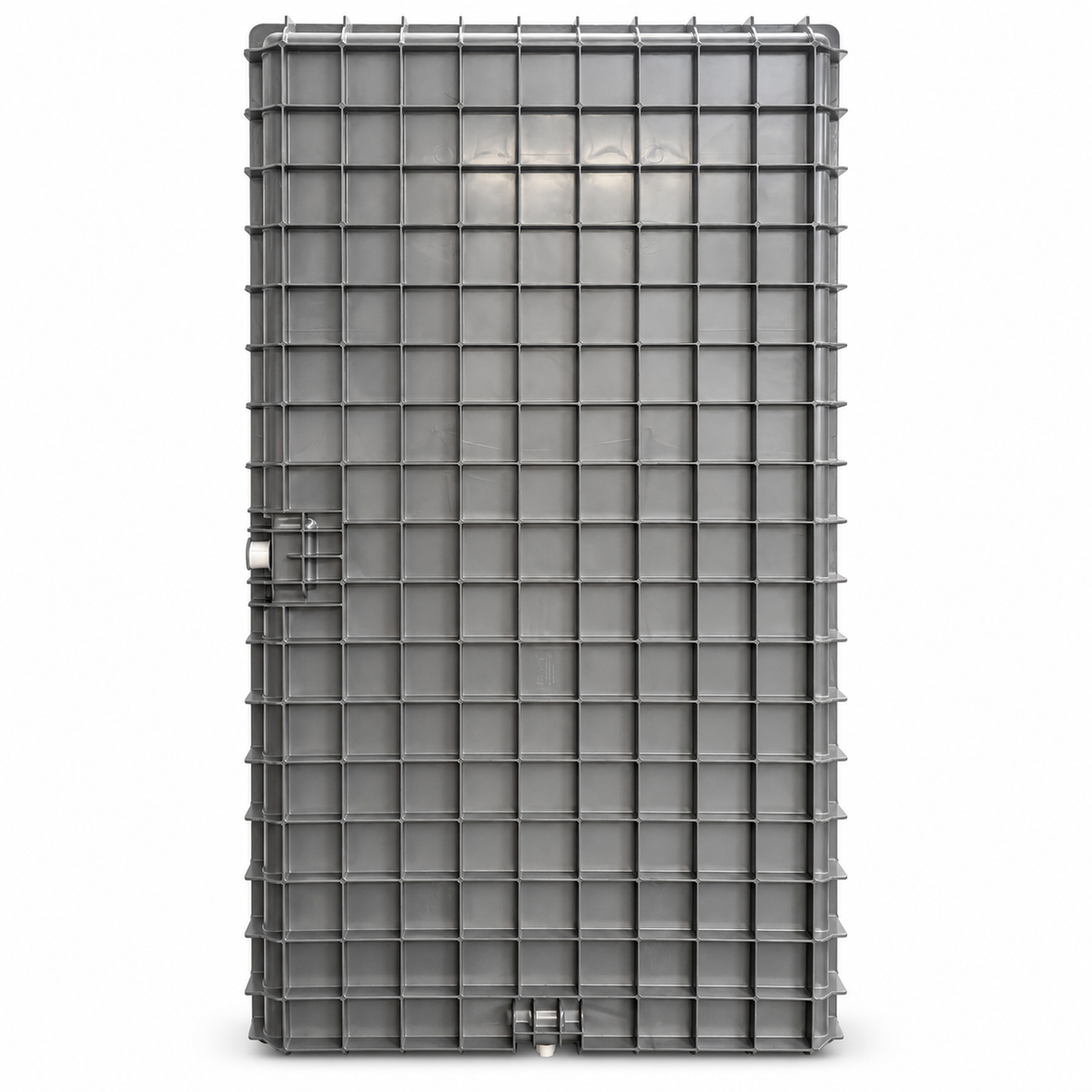 Underside of 64 by 32 inch HVAC auxiliary drain pan