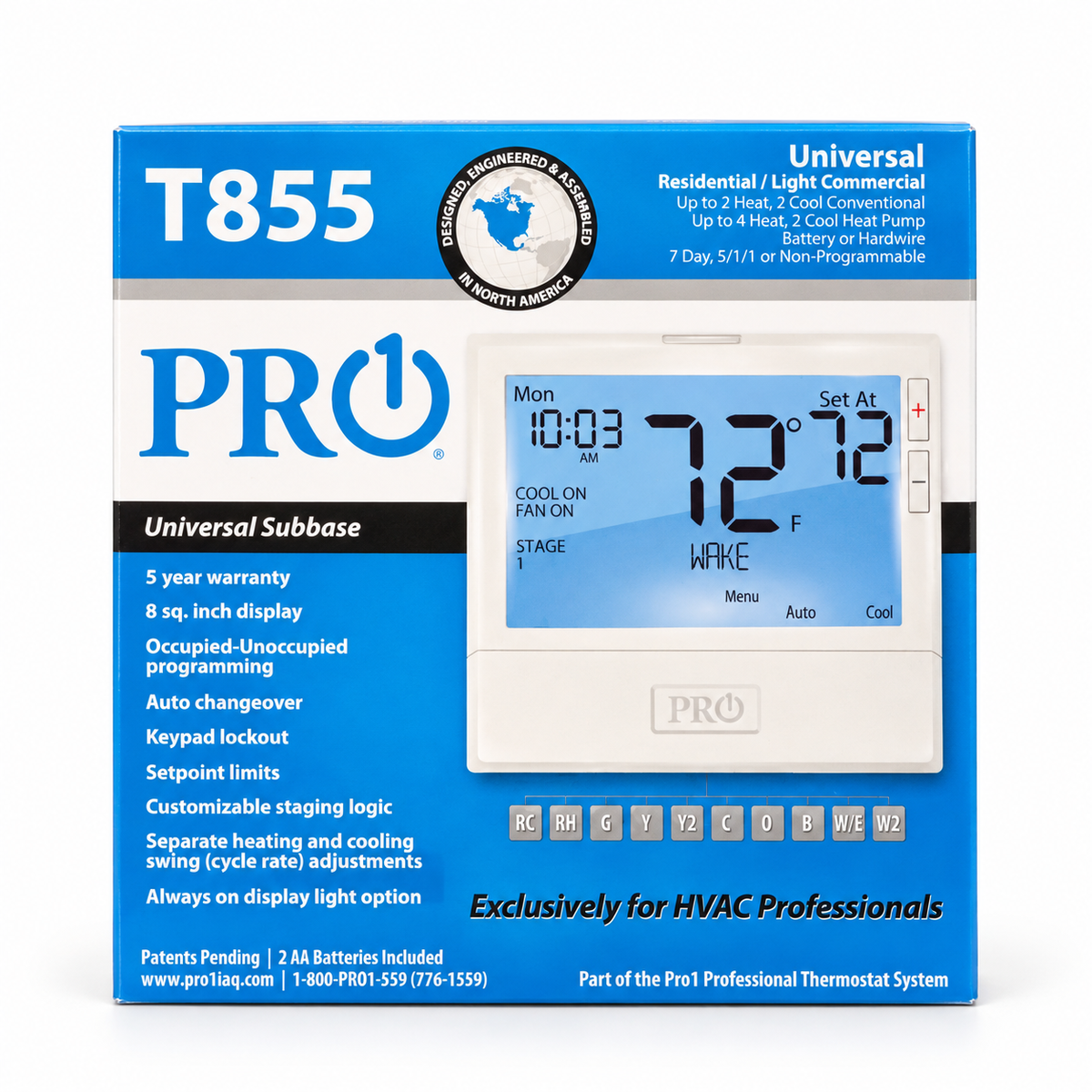 PRO1 T855 universal programmable thermostat retail box front