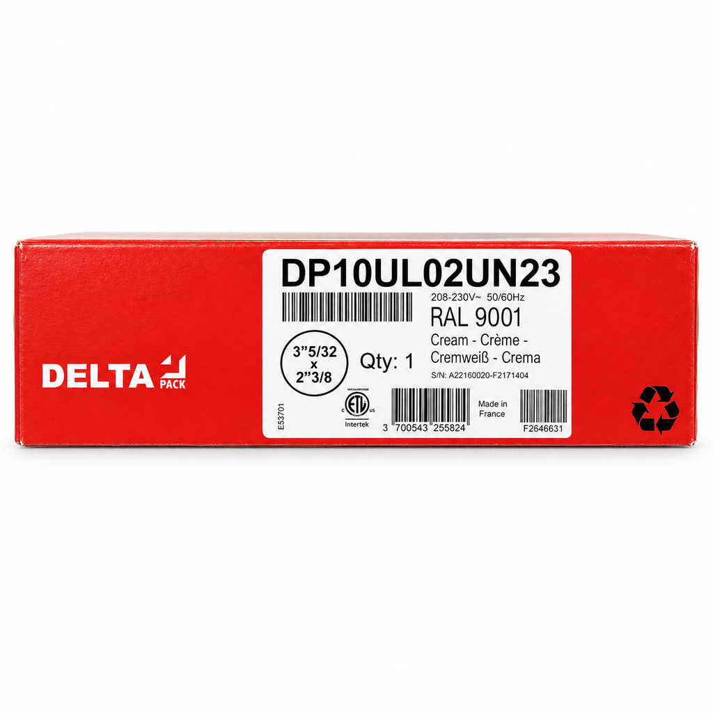 Sauermann Delta Pack DP10UL02UN23 model and voltage label